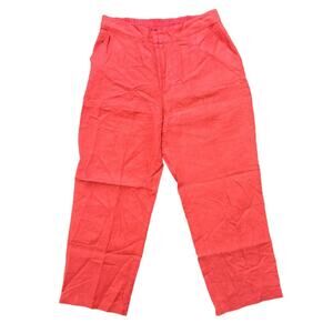 LA BLEND 100% Linen Straight Leg Lightweight Pants in Bright Coral SZ M